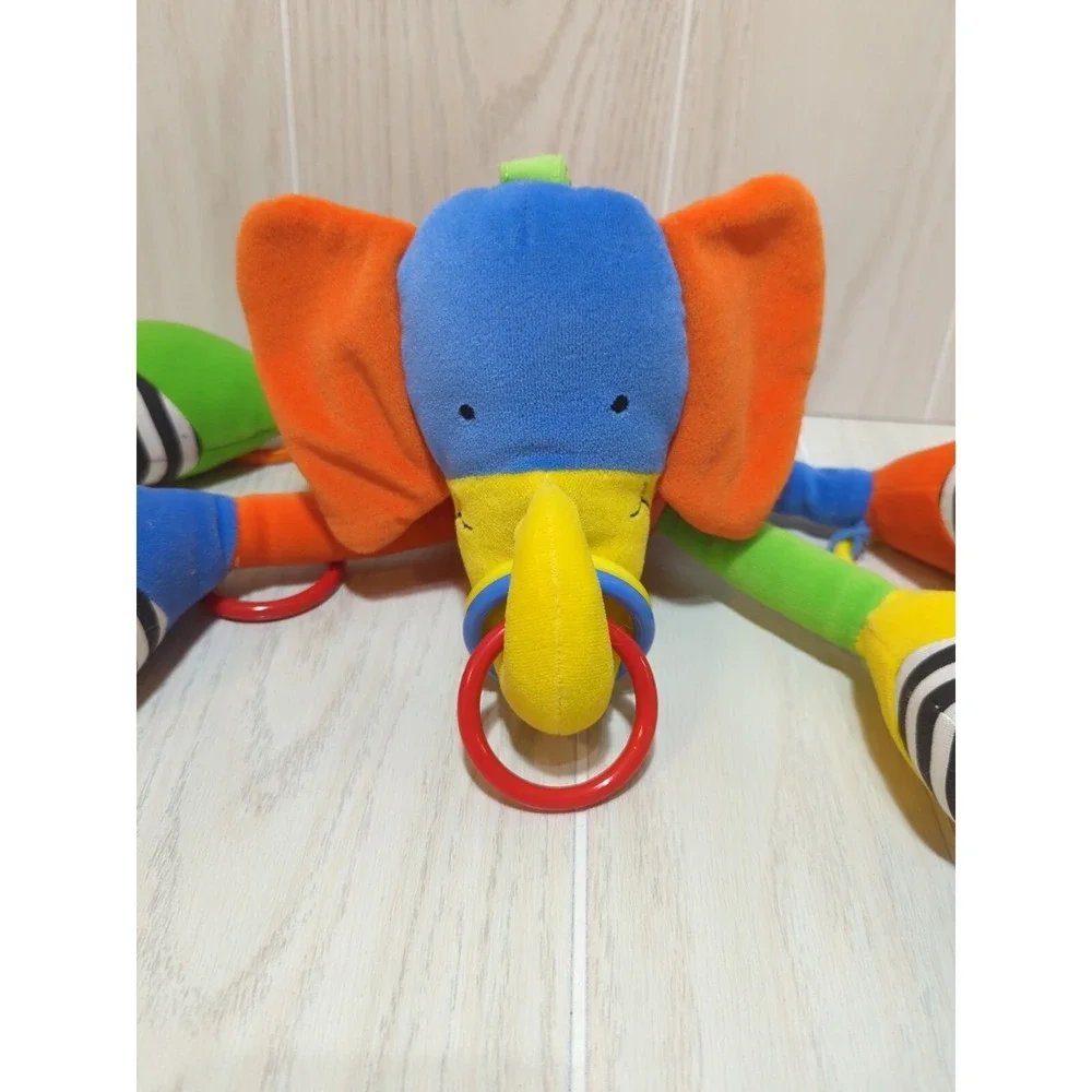 Jellycat Jelly kitten multi-colored elephant chime rattle rings nose feet stripe